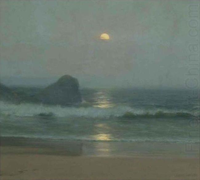 Moonlight Over the Coast, oil painting by Lionel Walden, Lionel Walden